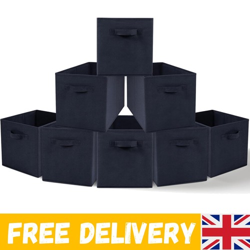 Navy blue fabric cube - blue,
